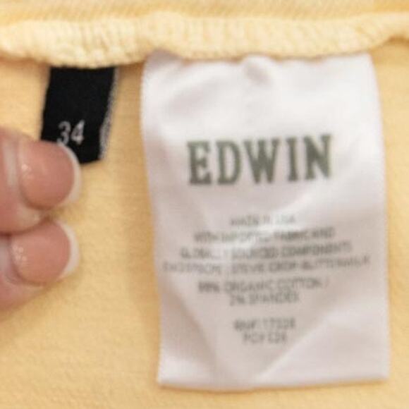 Edwin Buttermilk Yellow High Waist Stevie Crop Leg Jeans Size 34 - Picture 5 of 14